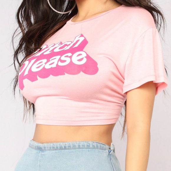 Fashion Nova Tops - Bitch Please Barbie logo crop top small